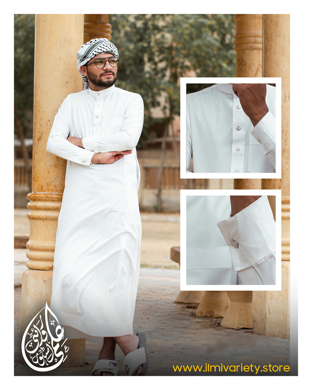 Saudi White Collared Thobe Ilmi Variety Store